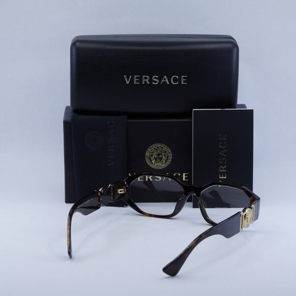 Versace VE3320U 108 Eyeglasses Dark Havana 56mm Geometric Frame - Picture 11 of 11